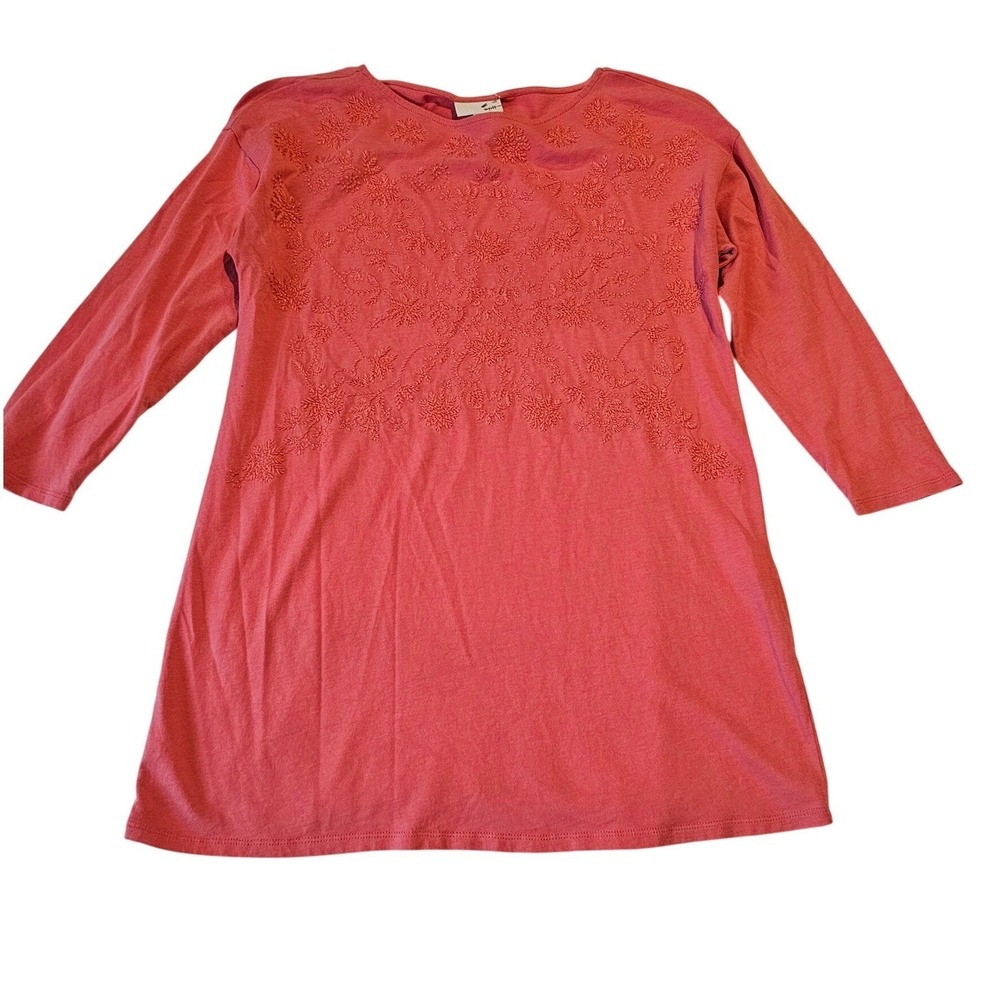 jill Women's Coral Embroidered Long Sleeve Tunic Top‎ XS
